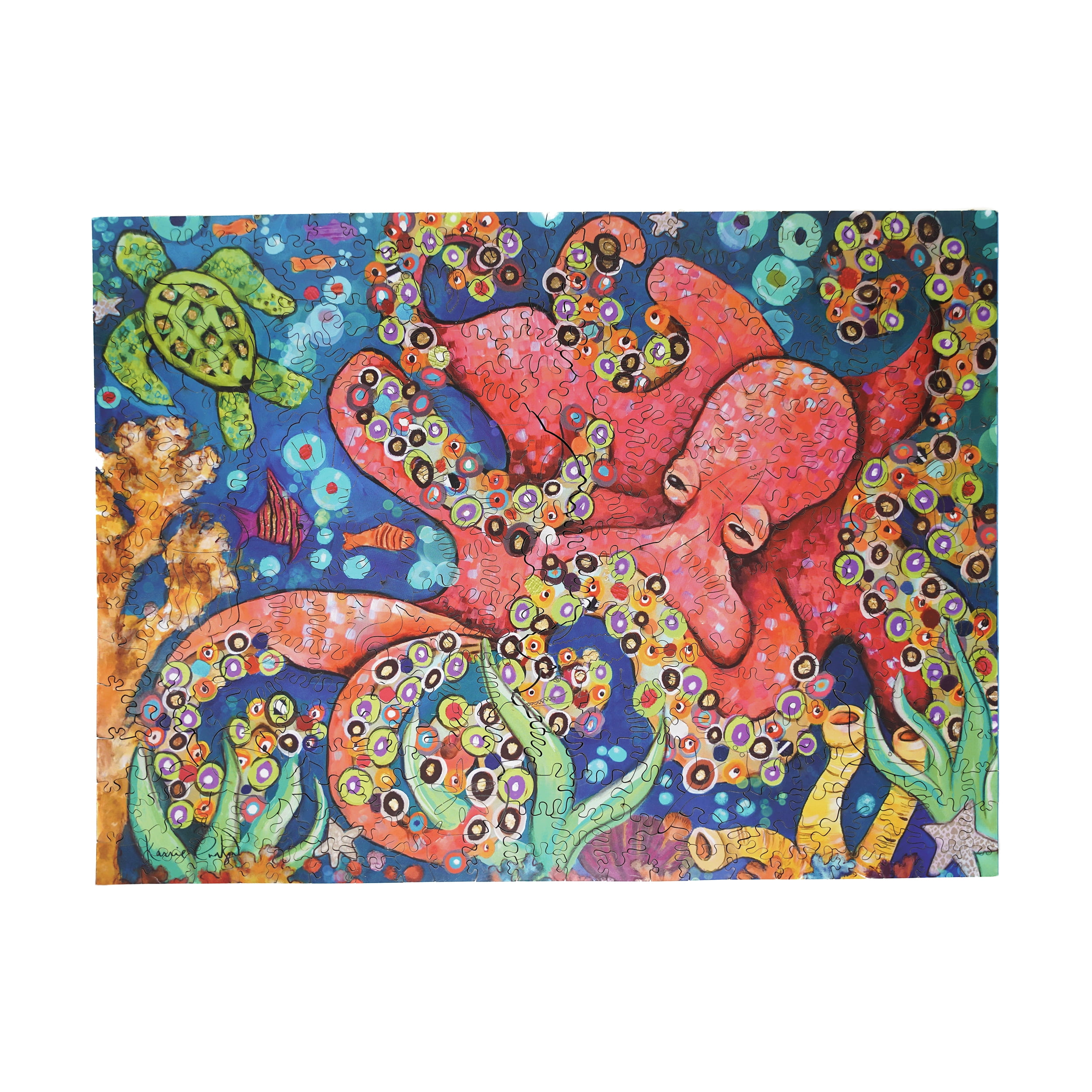 Colorful Marine Life Octopus Wooden Jigsaw Puzzle - 331 Pieces