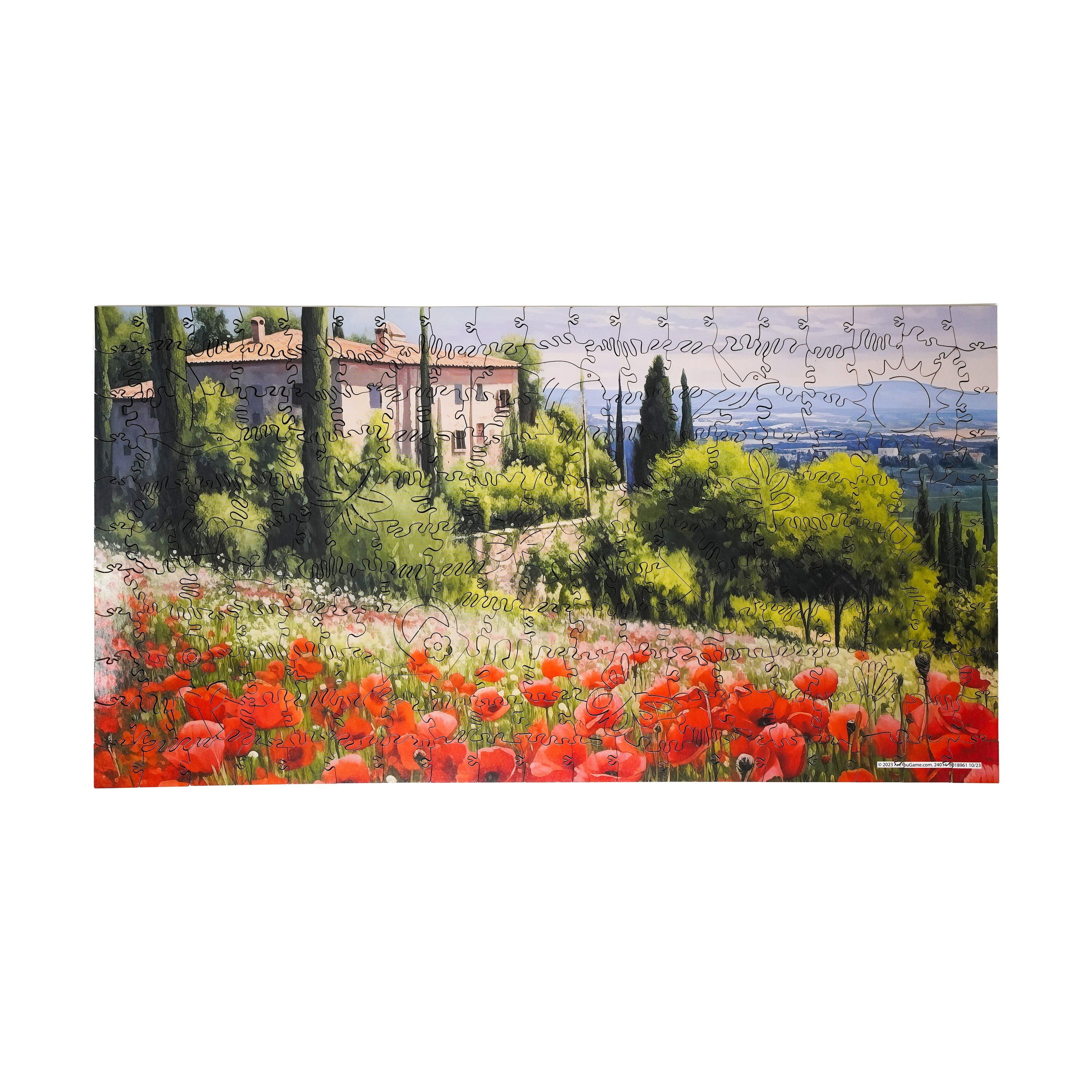 AreYouGame.com Wooden Jigsaw Puzzle - Poppy Field in Full Sun: 221 Pcs