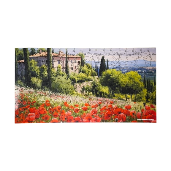AreYouGame.com Wooden Jigsaw Puzzle - Poppy Field in Full Sun: 221 Pcs