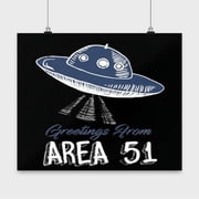 Area 51 Alien Conspiracy Poster - 13x13in Wall Art Gift for UFO Enthusiasts