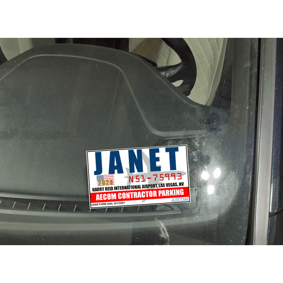 Area-51 Janet Airlines Parking Decal, UFO Aliens Roswell