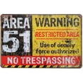 thumbnail image 1 of Area 51 No Trespassing Military Vintage Retro Metal Sign Aluminum Sign, 1 of 1