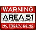 thumbnail image 1 of Area 51 No Trespassing Vintage Metal Sign Military Decorative Signs For Home Man Cave Game Room Shelter Decor 12x8 inch (YQ-216), 1 of 5
