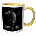 thumbnail image 1 of 3drose, Area 51 with Alien Head and Three Flying Saucers., 11oz Two-tone Yellow Mug, 1 of 6