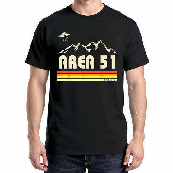 Area 51 With UFO T-Shirt – Alien Enthusiast Theme – Unisex Gift