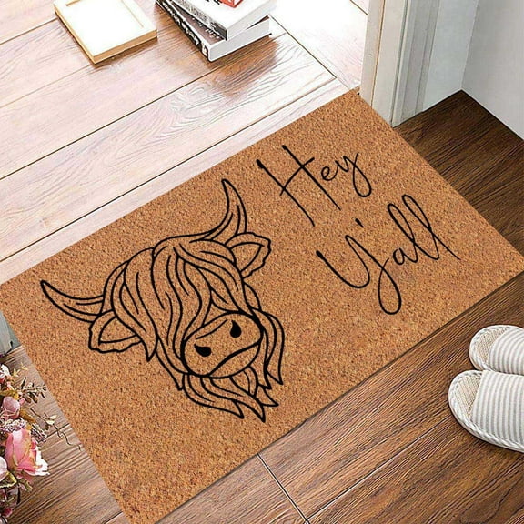 Area Carpet Polyester, Carpet 1X Highland Cattle Mat (Gold-A)