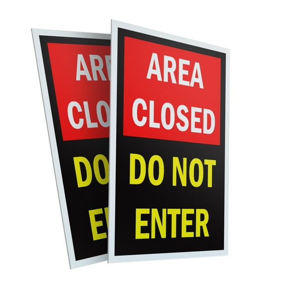 Area Closed Do Not Enter (2-PACK) 24" x 36" Plastic Signs | Sign Insert 4mm Corrugated Plastic Signs Storefront Window Poster