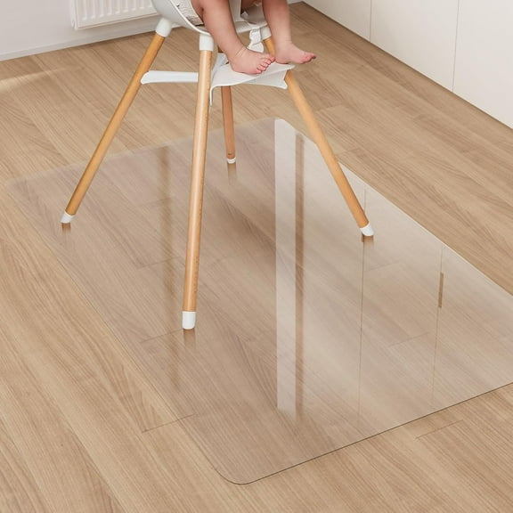 Area Floor Mat for Home, 3'×5' Transparent No Slip Waterproof Vinyl Area Rug, Spill Resistant Hard Floor Protector Cover for Kitchen, Easy Clean Splat Mat for Under High Chair