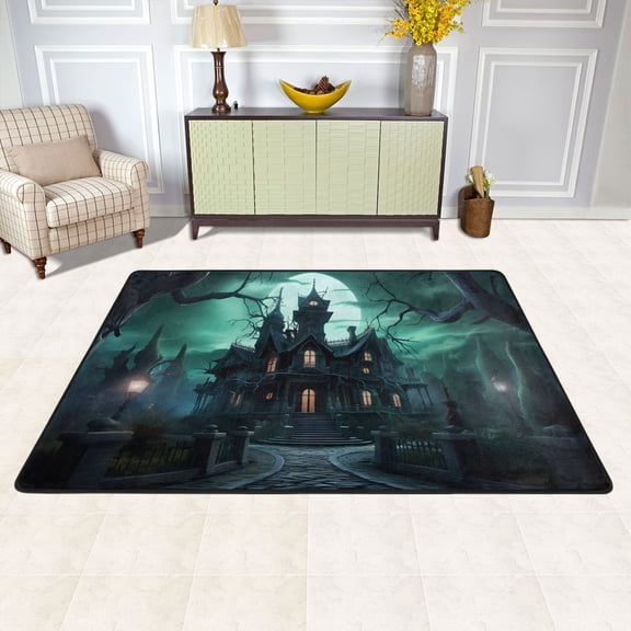 Area Floor Mats Halloween Magic Pattern Large Nursery Rugs Non-Slip Living Room Carpets Bedroom Doormat for Dinning Decor 36" x 24"