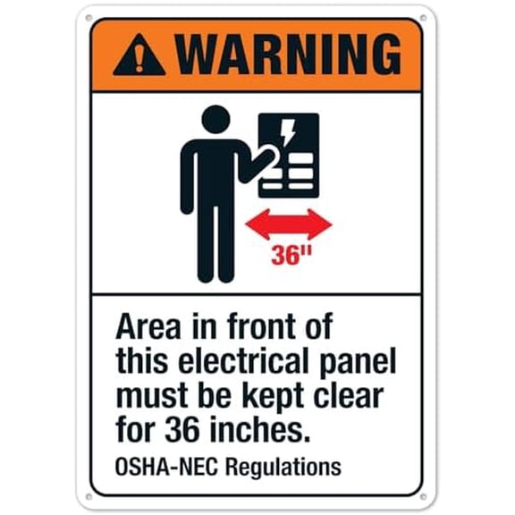 Area In Front Of This Electrical Panel Must Be Kept Clear For 36 Inches ANSI Sign Facility Signs Metal Sign NO.27556 Metal Tin Sign 8x12 Inch - Clear Warning for Home & Business Use