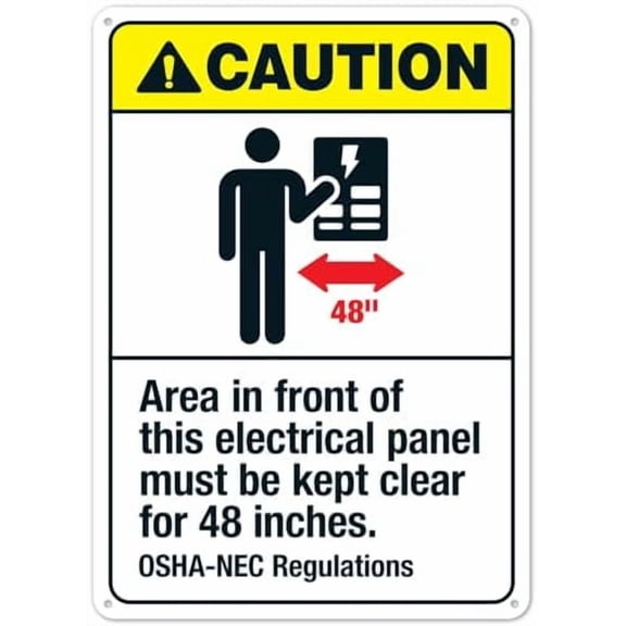 Area In Front Of This Electrical Panel Must Be Kept Clear For 48 Inches Signs,Facility Safety Signs Metal Tin Sign 8x12 Inch