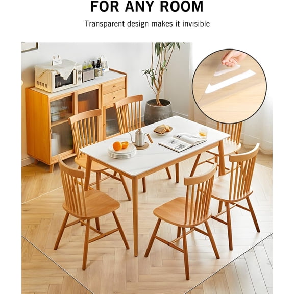 Area Mat for Hard Floors, 5'×7' Transparent PVC Area Rug for Home, Waterproof Durable Protector for Dining Room, Kitchen, Living Room, Large No-Slip Baby Play Mat for Floor, Pet Litter Pad