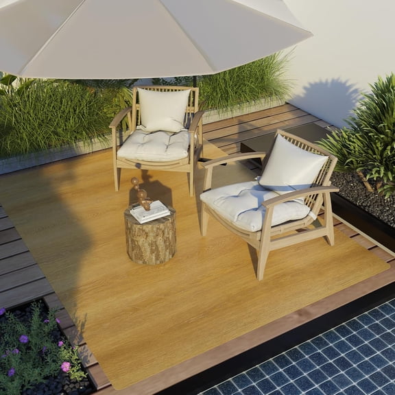 Area Mat for Living Room, 5' x 6'6" Plastic Floor Mat for Home, Waterproof Vinyl Area Rug for Dining Room, Kitchen, Bedroom, Non-Slip Hard Floor Protector for Home Office (Wood Grain)