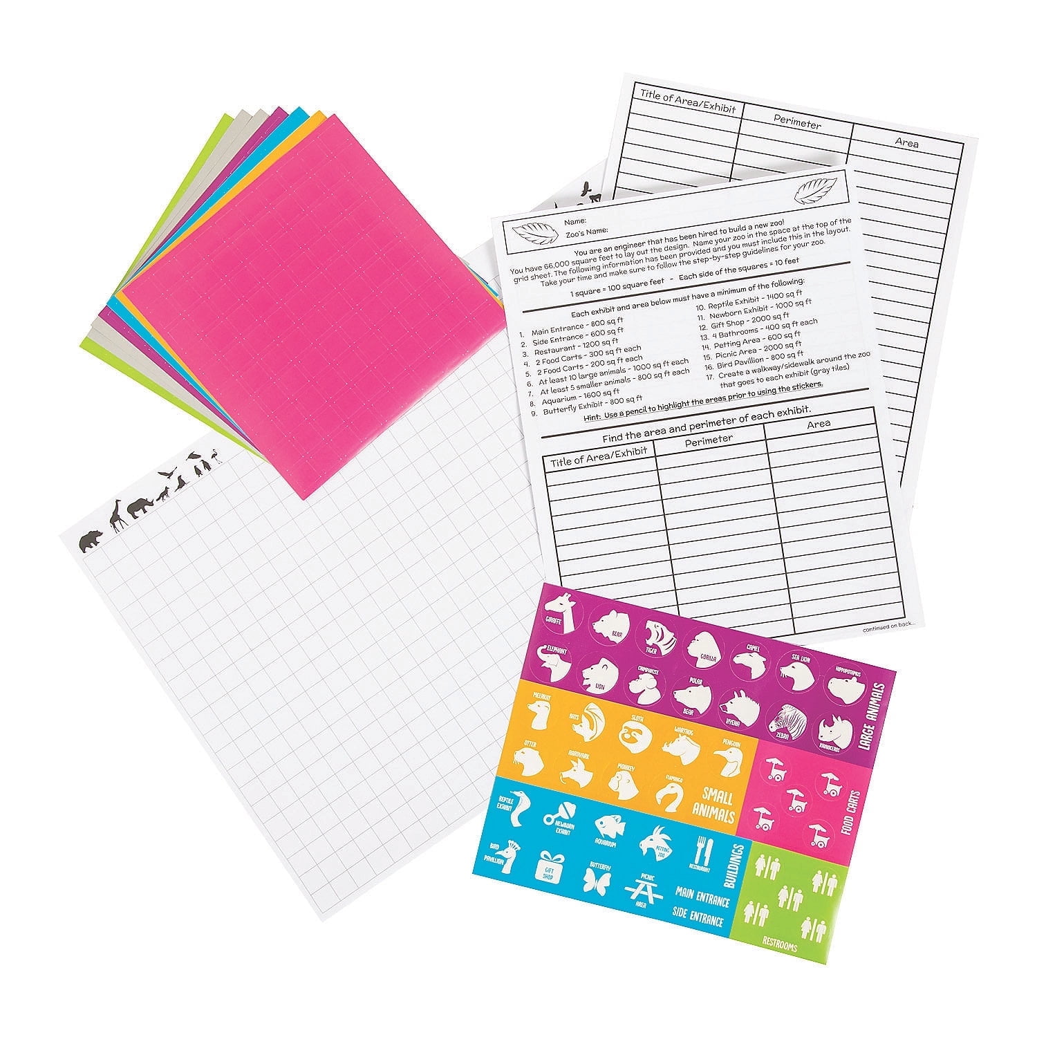 Area & Perimeter Giant Sticker Scene - Educational - 12 Pieces ...