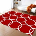 thumbnail image 1 of Area Rug 2'7''x5' Abstract Geometric White Line Red Texture Washable Area Rugs Non Shedding Floor Carpet Rubber Backing Non-Slip Indoor Mats for Living Room Bedroom Kitchen, 1 of 8