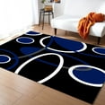 thumbnail image 1 of Area Rug 2'7''x5' Geometric Blue and White Round Line Black Texture Washable Area Rugs Non Shedding Floor Carpet Rubber Backing Non-Slip Indoor Mats for Living Room Bedroom Kitchen, 1 of 8