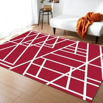 Area Rug 2'7''x5' Red Abstract Art Modern Geometric Washable Area Rugs Non Shedding Floor Carpet Rubber Backing Non-Slip Indoor Mats for Living Room Bedroom Kitchen