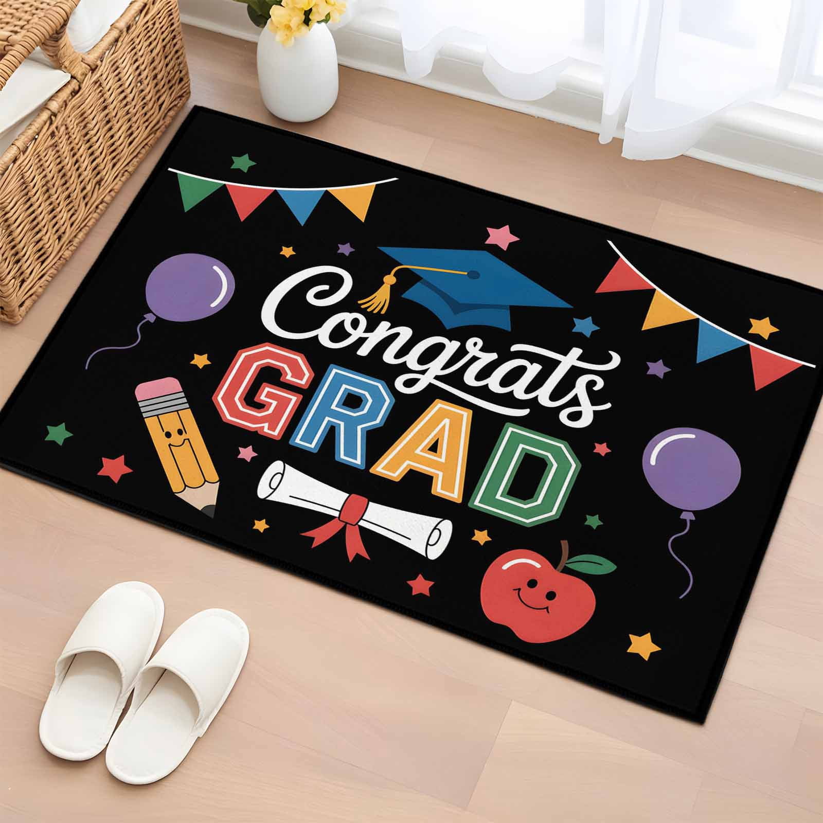 Area Rug 2 x 3 Ft, Colorful Graduation Indoor Accent Bathroom Rugs for ...