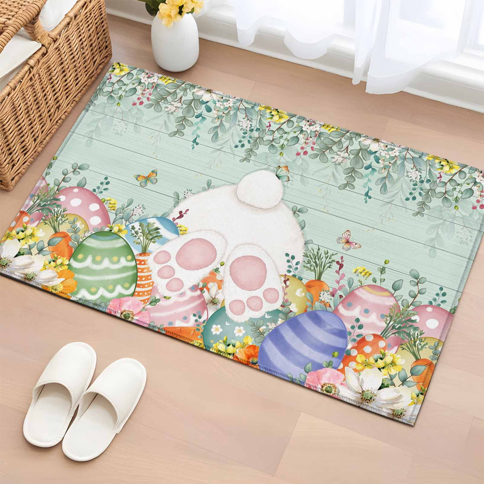 Easter Rug Design Area Rug 2 x 3 Ft, Cute Easter Bunny Indoor Accent Bathroom Rugs for ...