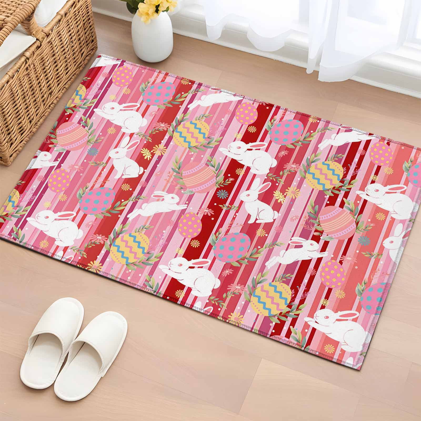 Area Rug 2 x 3 Ft, Easter Bunny Indoor Accent Bathroom Rugs for Kitchen ...