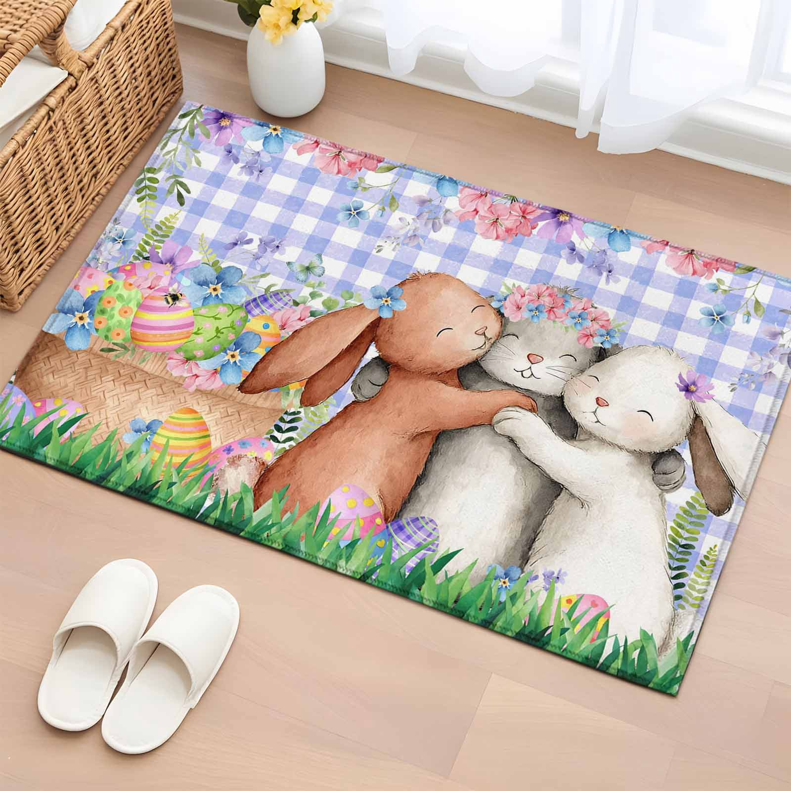 Area Rug 2 x 3 Ft, Easter Bunny Indoor Accent Bathroom Rugs for Kitchen ...