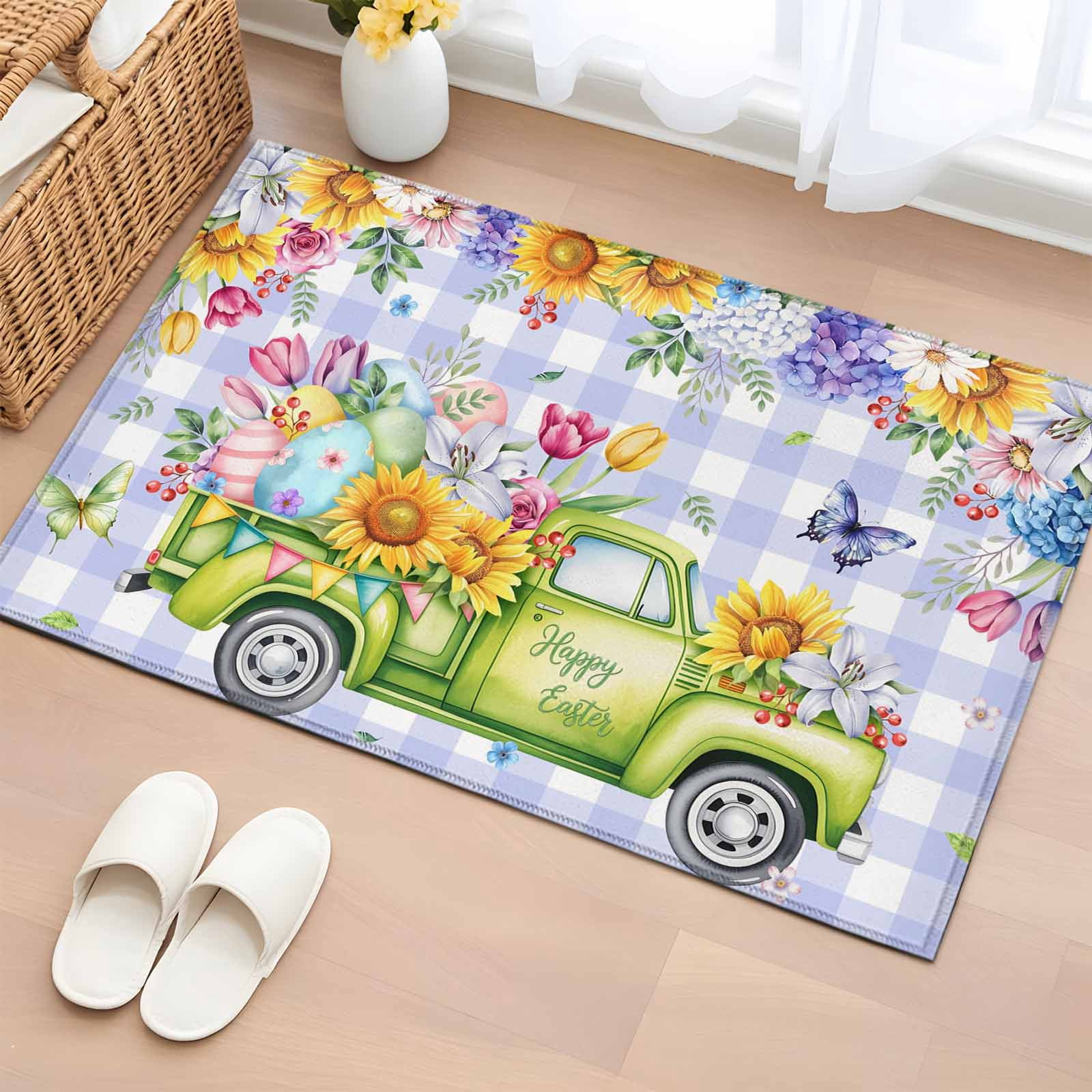 Area Rug 2 x 3 Ft, Easter Indoor Accent Bathroom Rugs for Kitchen ...