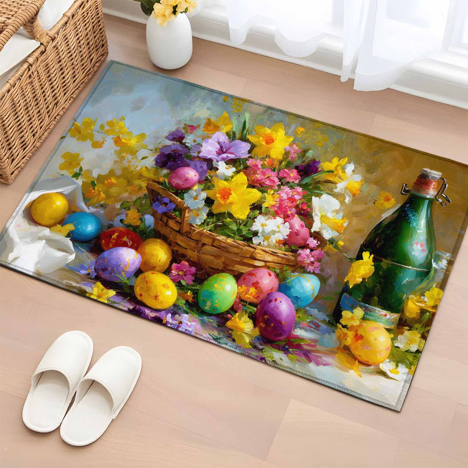 Easter Decor Rug Area Rug 2 x 3 Ft, Easter Indoor Accent Bathroom Rugs for Kitchen ...