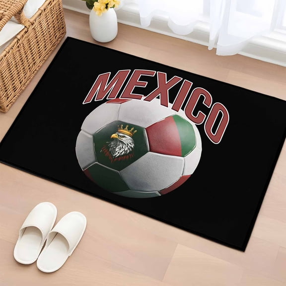 Area Rug 2 x 3 Ft, Football Indoor Accent Bathroom Rugs for Kitchen/Laundry Room, Black Modern Crown Bird Flag Sports Theme Washable Non-Slip Runner Floor Mat for Entryway, Living Room