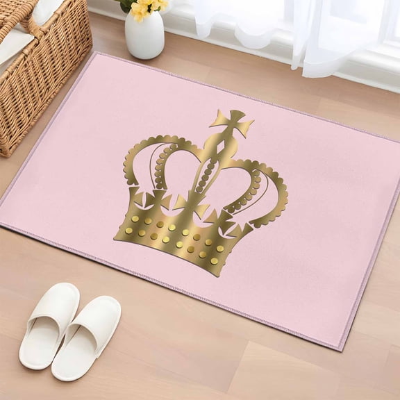 Area Rug 2 x 3 Ft, Golden Crown Indoor Accent Bathroom Rugs for Kitchen/Laundry Room, Pink Modern Minimalist Abstract Art Washable Non-Slip Runner Floor Mat for Entryway, Living Room