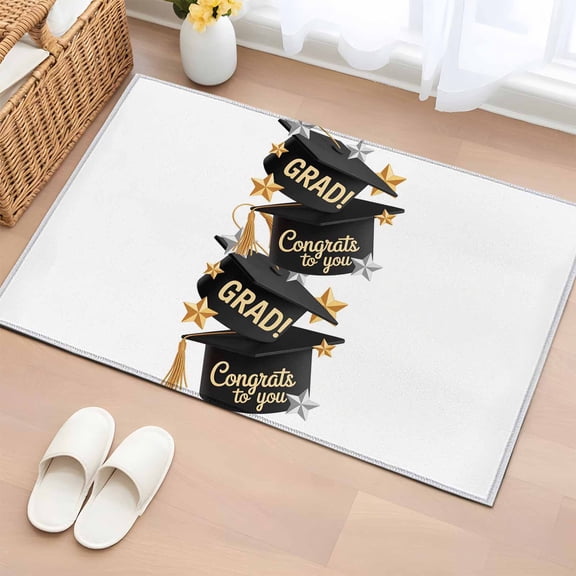 Area Rug 2 x 3 Ft, Graduate Indoor Accent Bathroom Rugs for Kitchen/Laundry Room, Funny Words Modern Art Washable Non-Slip Runner Floor Mat for Entryway, Living Room