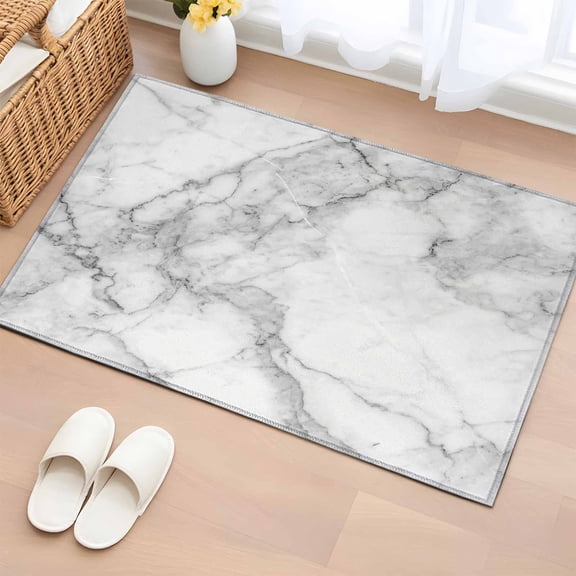 Area Rug 2 x 3 Ft, Gray Marble Indoor Accent Bathroom Rugs for Kitchen/Laundry Room, Modern Simple Gradient Abstract Patterned Washable Non-Slip Runner Floor Mat for Entryway, Living Room