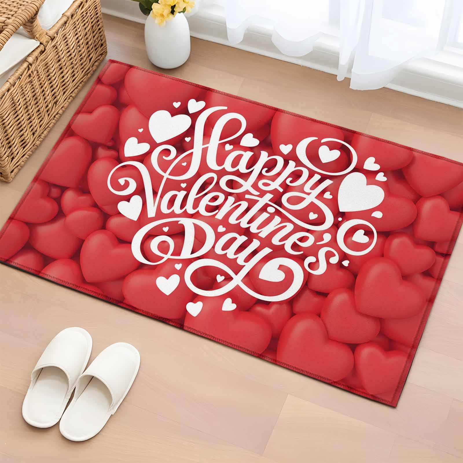 Valentine Rug Area Rug 2 x 3 Ft, Happ Valentine's Day Indoor Accent Bathroom Rugs for ...