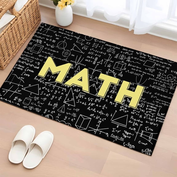 Area Rug 2 x 3 Ft, Mathematics Formulas Indoor Accent Bathroom Rugs for Kitchen/Laundry Room, Modern Abstract Art Math Geometric Washable Non-Slip Runner Floor Mat for Entryway, Living Room