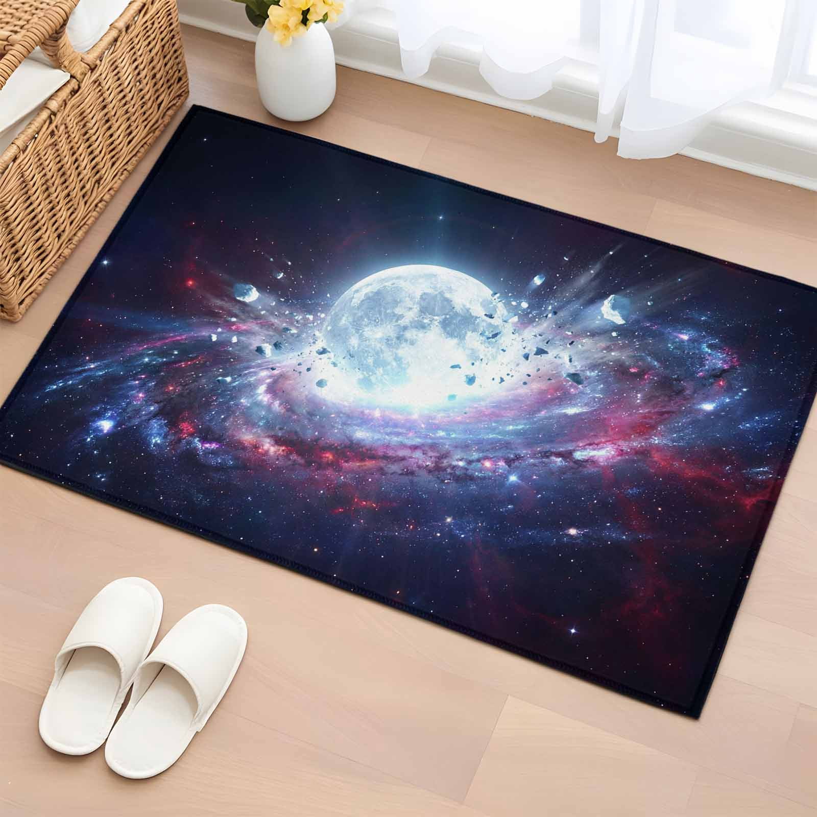 Universe Rug Area Rug 2 x 3 Ft, Moon Explosion Indoor Accent Bathroom Rugs for ...