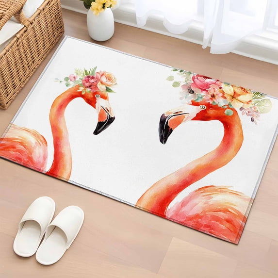 Area Rug 2 x 3 Ft, Pink Flamingo Birds Indoor Accent Bathroom Rugs for ...