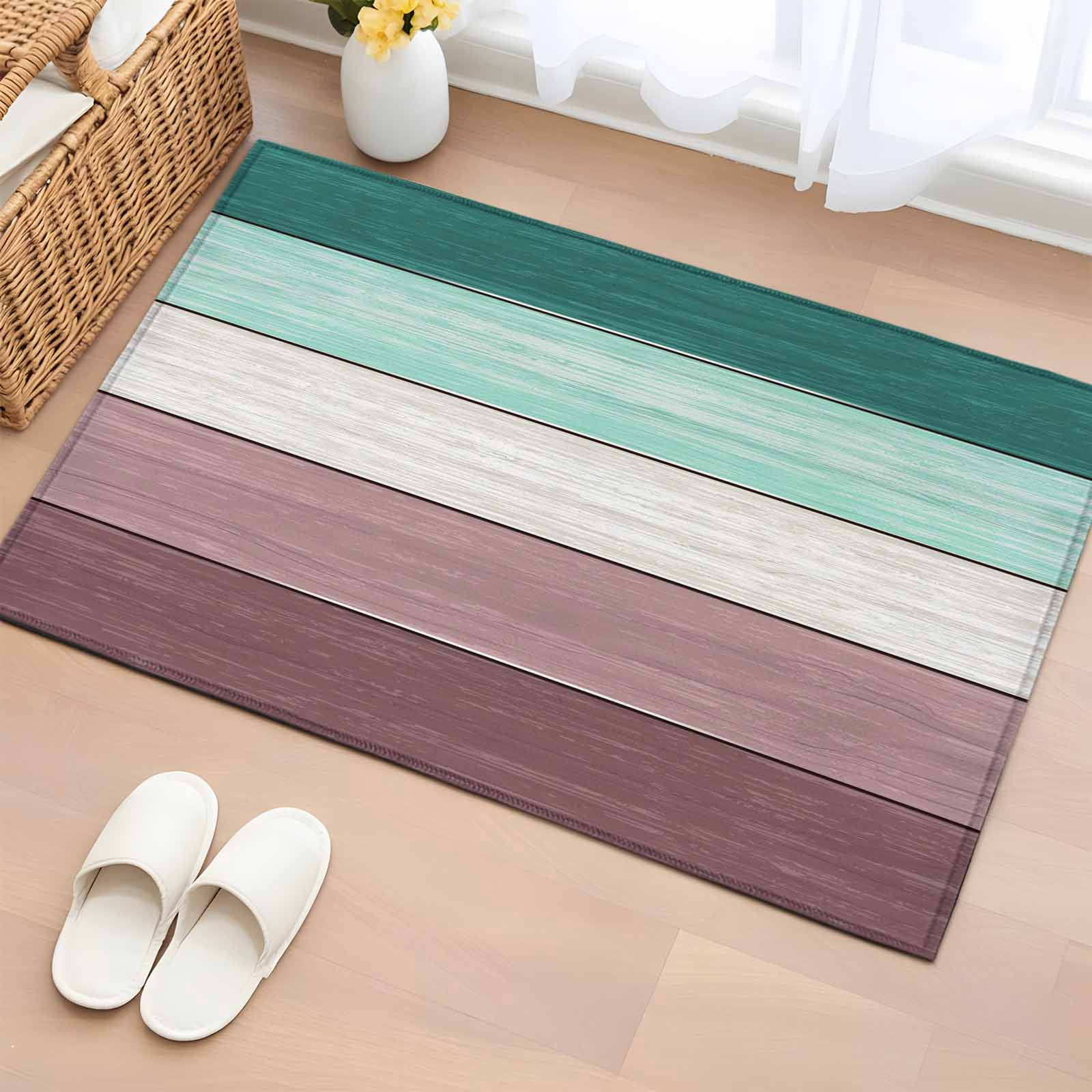 Area Rug 2 x 3 Ft, Purple Green Wood Grain Indoor Accent Bathroom Rugs ...