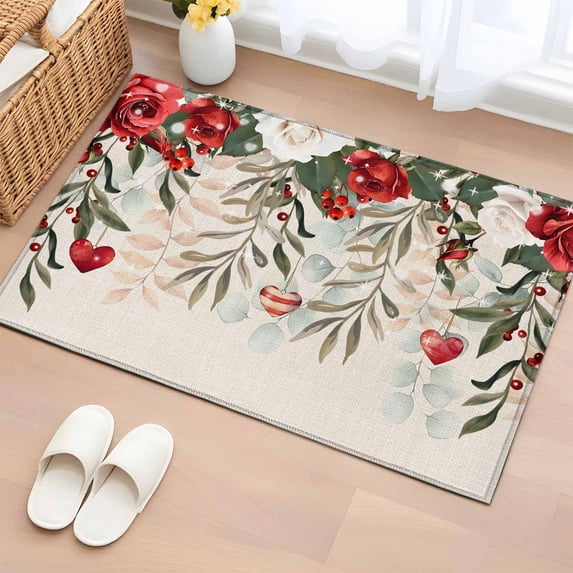 Area Rug 2 x 3 Ft, Red Green Valentine's Day Indoor Accent Bathroom ...