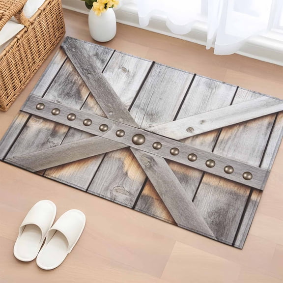 Area Rug 2 x 3 Ft, Retro Farms Indoor Accent Bathroom Rugs for Kitchen/Laundry Room, Farmhouses Vintage Cabin Barn Wood Plank Washable Non-Slip Runner Floor Mat for Entryway, Living Room