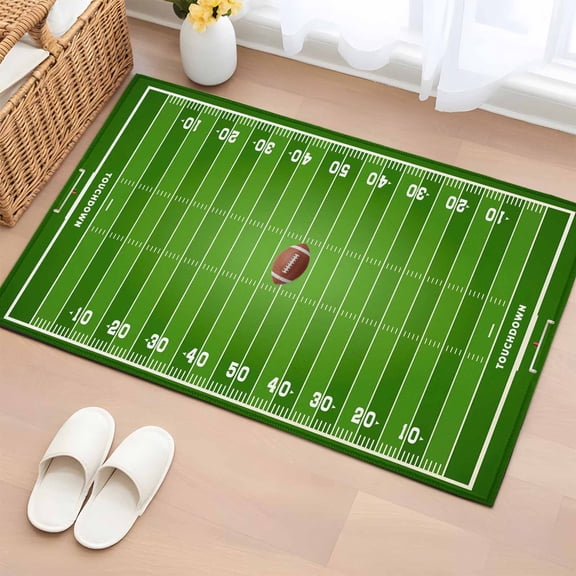 Area Rug 2 x 3 Ft, Rugby Sport Indoor Accent Bathroom Rugs for Kitchen/Laundry Room, American Football Field Stadium Washable Non-Slip Runner Floor Mat for Entryway, Living Room