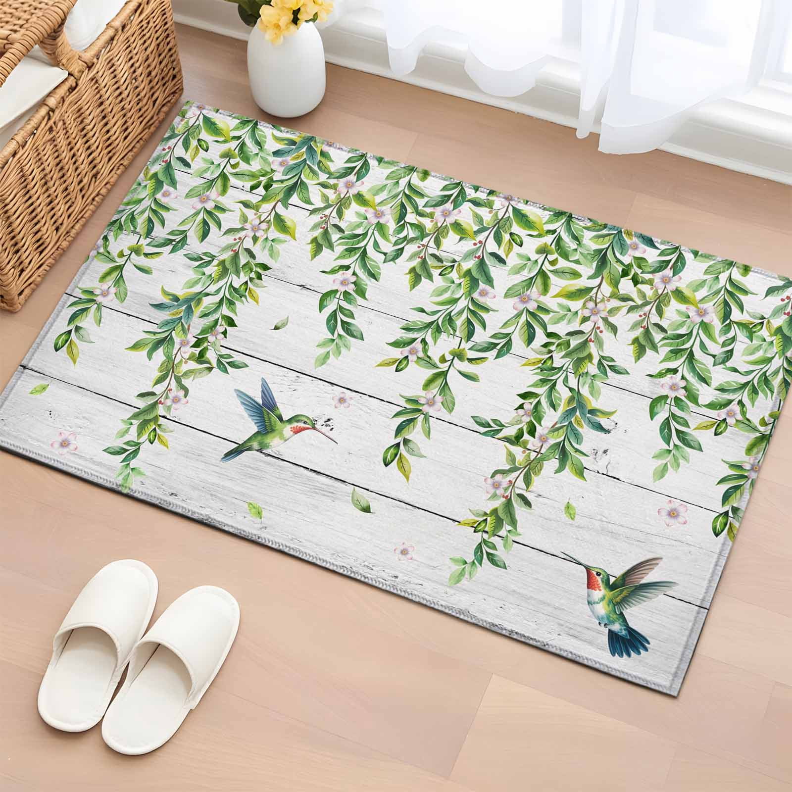 Area Rug 2 x 3 Ft, Spring Botanical Indoor Accent Bathroom Rugs for ...