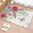 thumbnail image 1 of Area Rug 2 x 3 Ft, Spring Roses Indoor Accent Bathroom Rugs for Kitchen/Laundry Room, Garden Botanical Leaves Butterflies Washable Non-Slip Runner Floor Mat for Entryway, Living Room, 1 of 8