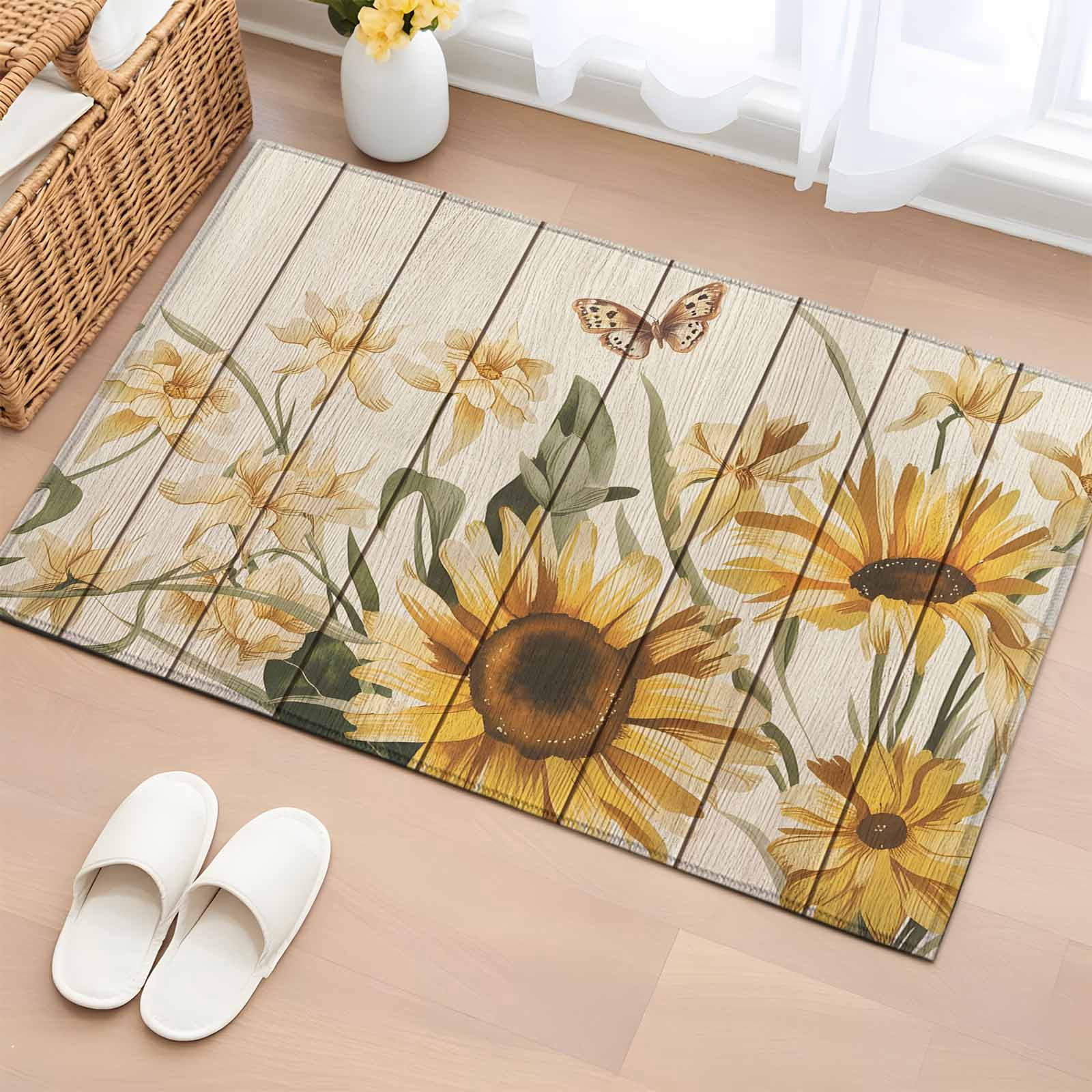 Area Rug 2 x 3 Ft, Sunflower Indoor Accent Bathroom Rugs for Kitchen ...