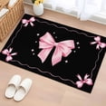 thumbnail image 1 of Area Rug 2 x 3 Ft, Valentine's Day Indoor Accent Bathroom Rugs for Kitchen/Laundry Room, Pink Bowknot Ribbon on Black Mother's Day Washable Non-Slip Runner Floor Mat for Entryway, Living Room, 1 of 8