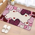 thumbnail image 1 of Area Rug 2 x 3 Ft, Valentine's Day Indoor Accent Bathroom Rugs for Kitchen/Laundry Room, Pink Strip Love Hearts Rustic Burlap Washable Non-Slip Runner Floor Mat for Entryway, Living Room, 1 of 8