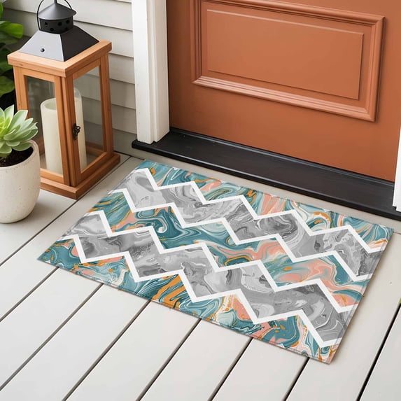 Area Rug 24×36in, Abstract Geometric Zigzag Chevron Floor Carpet Living ...