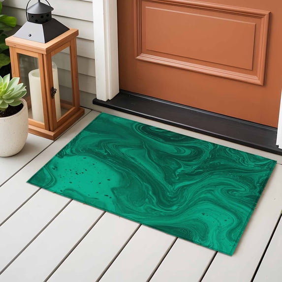 Area Rug 24×36in, Abstract Green Water Ripple Floor Carpet Living Room ...