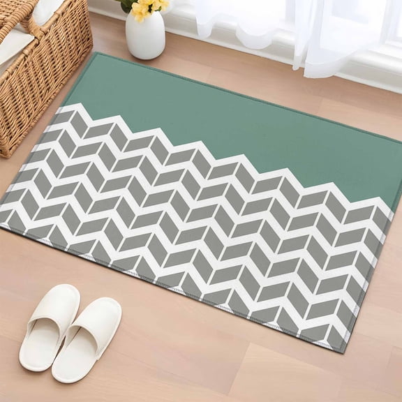 Area Rug 24×36in, Geometric Zig Zag Striped Floor Carpet Living Room Rug, Herringbone Chevron Stripes Non-Slip Welcome Mat Indoor Rugs for Bedroom Dining Room
