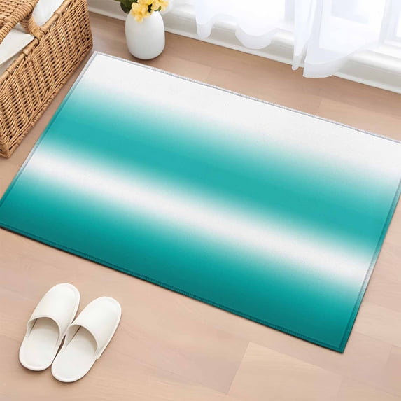 Area Rug 24×36in, Ombre Turquoise Stripes Abstract Floor Carpet Living ...