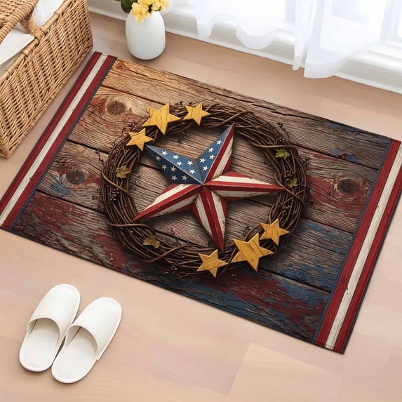 Area Rug 24×36in, Rustic Western Star Wood Plank Floor Carpet Living ...