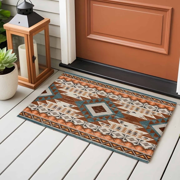 Area Rug 24×36in, Southwestern Ethnic Geometric Art Floor Carpet Living Room Rug, Rustic Tribal Native Arrows Non-Slip Welcome Mat Indoor Rugs for Bedroom Dining Room